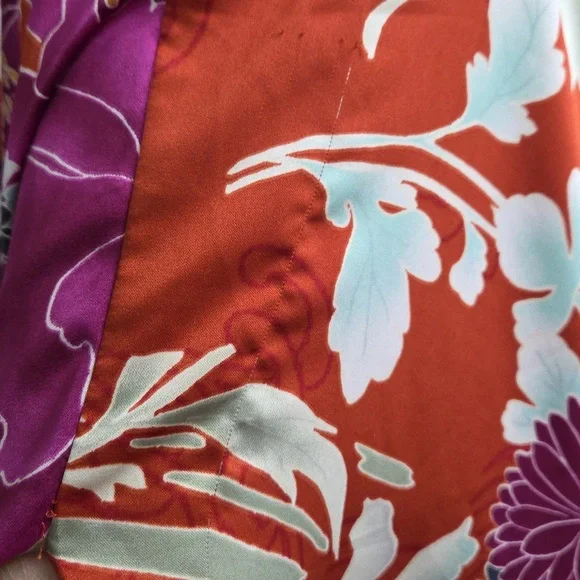 NATORI CAFTAN PINK ORANGE YELLOW ORIENTAL FLOWERS PAISLEY NIGHTGOWN LEISURE S - Picture 9 of 12